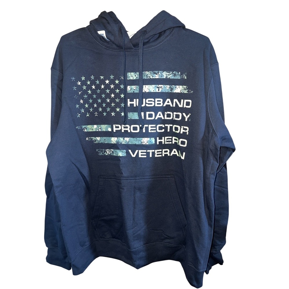 Men's Large Black Father Veteran Hero Dad Hoodie NEW Port Authority‎  NEW